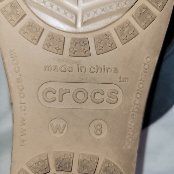 Crocs Flower Detail Slide On Strap Low Cork Wedge Sandal Shoe Size 8 - Picture 3 of 10